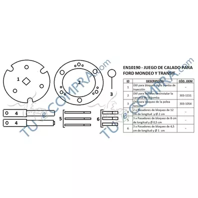 Kit de bloqueio para Ford Mondeo e TRANSIT 2.0, 2.2 e 2.4 DURATORQ