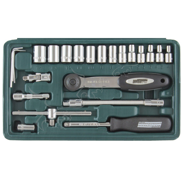 Conjunto de chaves de caixa e bits Mannesmann 1/4" de 65 peças