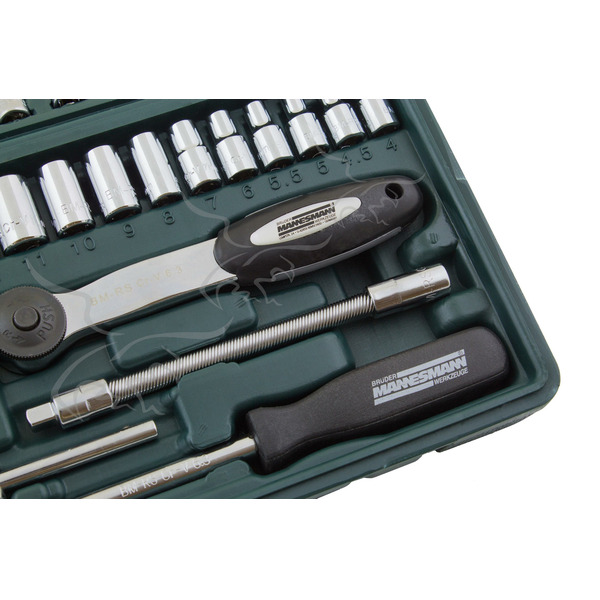 Conjunto de chaves de caixa e bits Mannesmann 1/4" de 65 peças