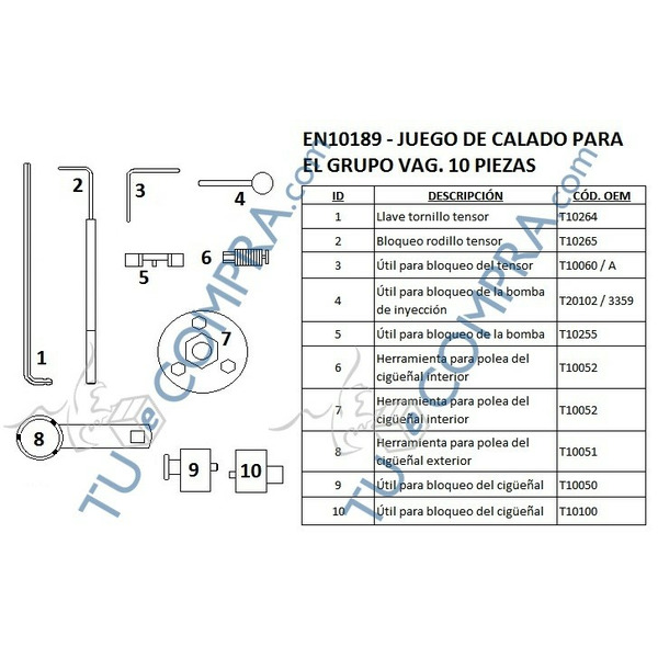 Jogo para ajuste de distribuições VW AUDI SEAT SKODA VAG 1.6 E 2.0 TDI