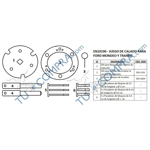 Kit de bloqueio para Ford Mondeo e TRANSIT 2.0, 2.2 e 2.4 DURATORQ