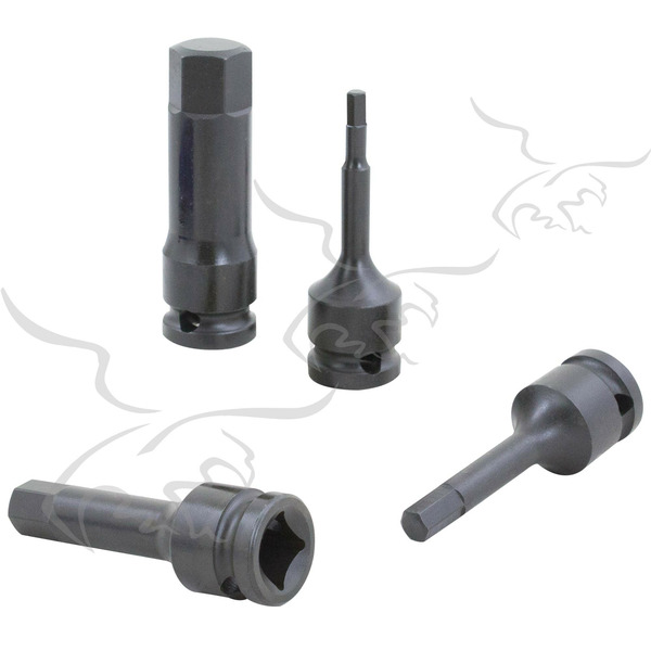 Bits de impacto Allen longos com soquete de 1/2&quot;. 5 a 19 mm