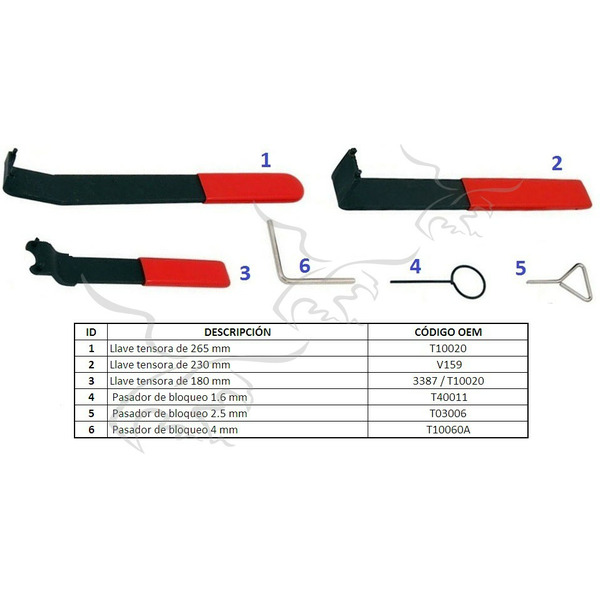 Chaves para apertar as correias dentadas VAG Audi VW Seat e Skoda