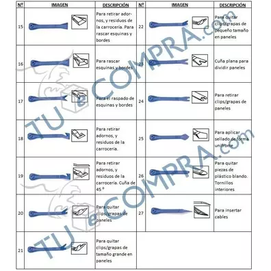 27 Alavancas de acabamento, grampo e estofamento
